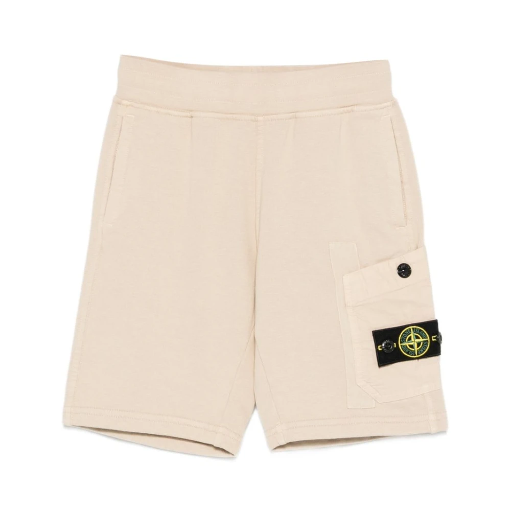 Stone Island Boys Beige Shorts, 8 Y, Bermuda Con Logo