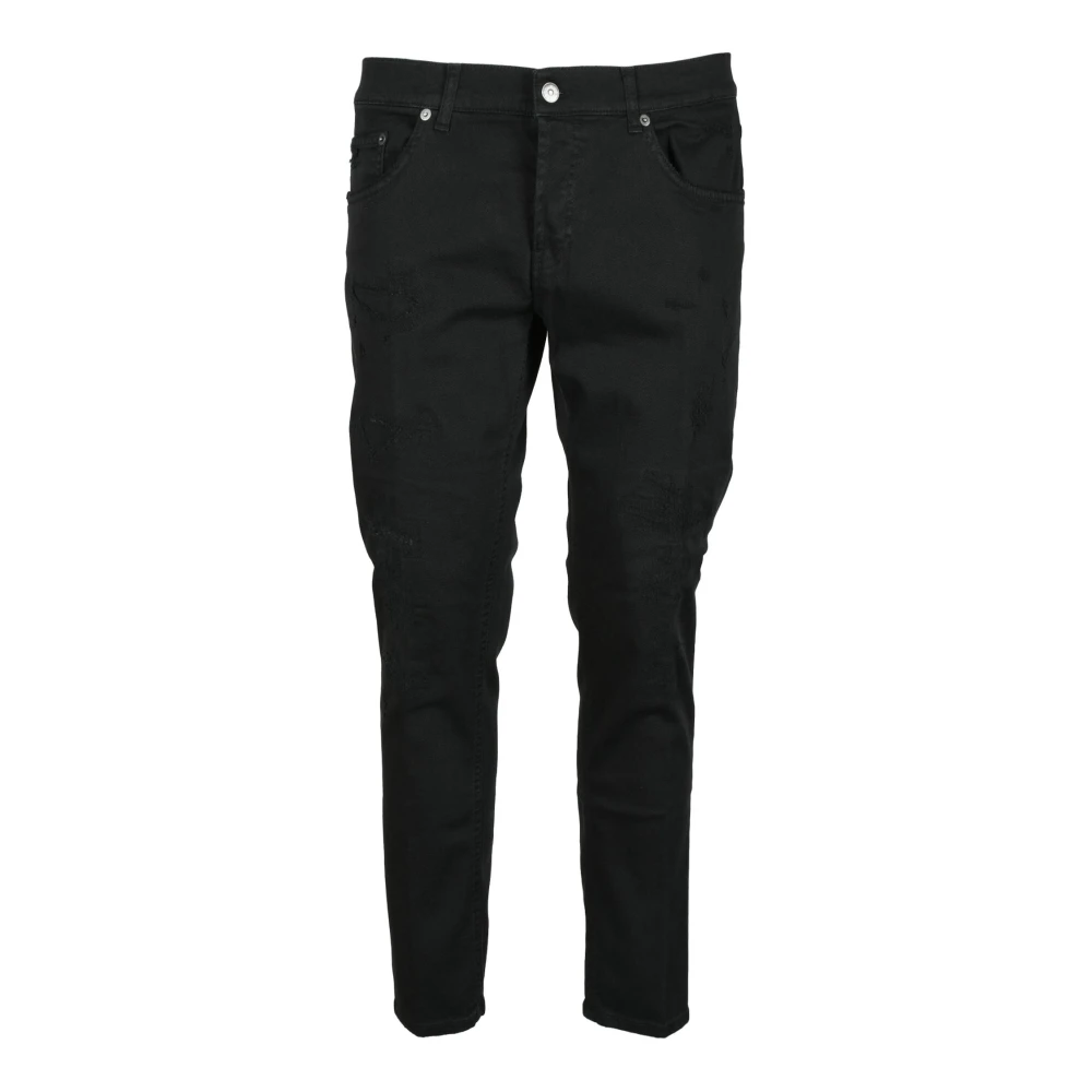 Dondup Men's Black Slim Fit Jeans, W36, Mius Jeans With Button Closure