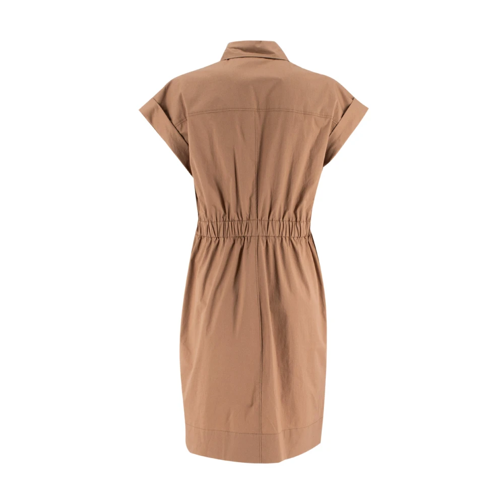 PESERICO Katoenen Kimono Mouw Jurk met Zakken Orange Dames