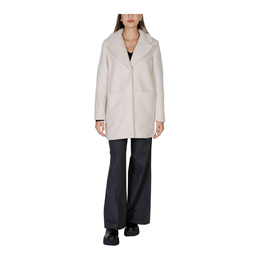 Ichi Beige Wool Blend Jassen & Mantels Beige Dames