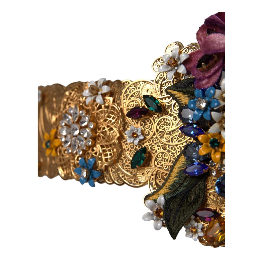 Dolce & Gabbana Bloemkristal versierde brede taille riem Multicolor Dames
