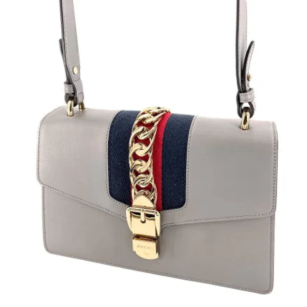 Gucci Vintage Pre-owned Leather gucci-bags Gray Dames