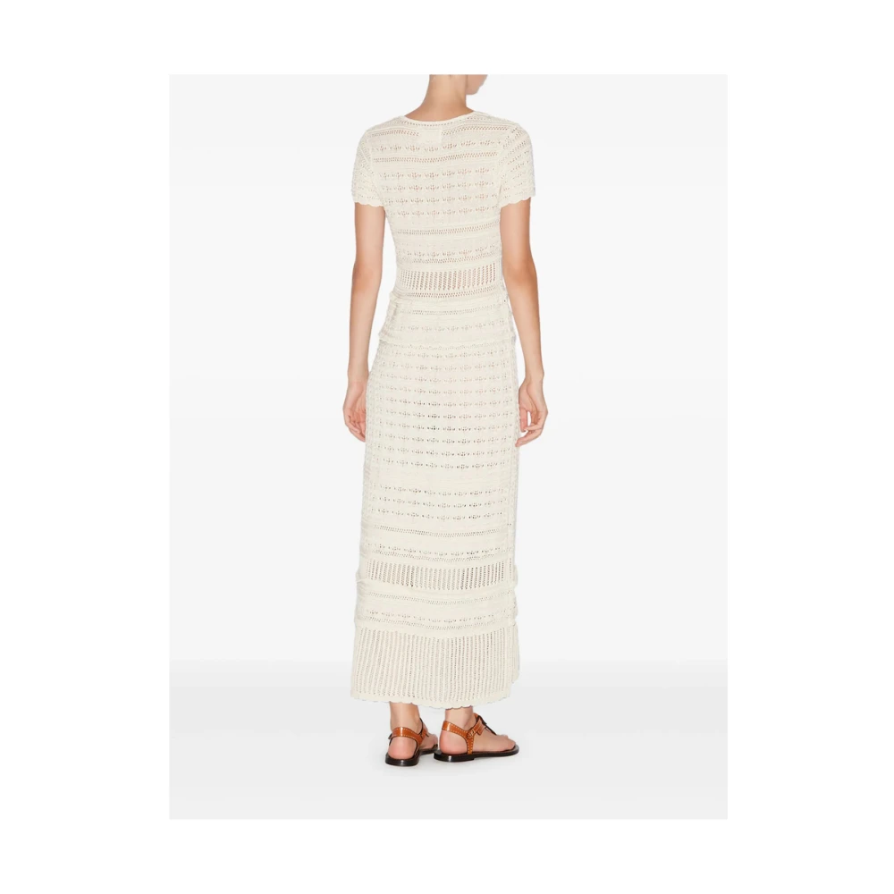 Isabel Marant Étoile Gehaakte Gebreide V-hals Jurk Beige Dames