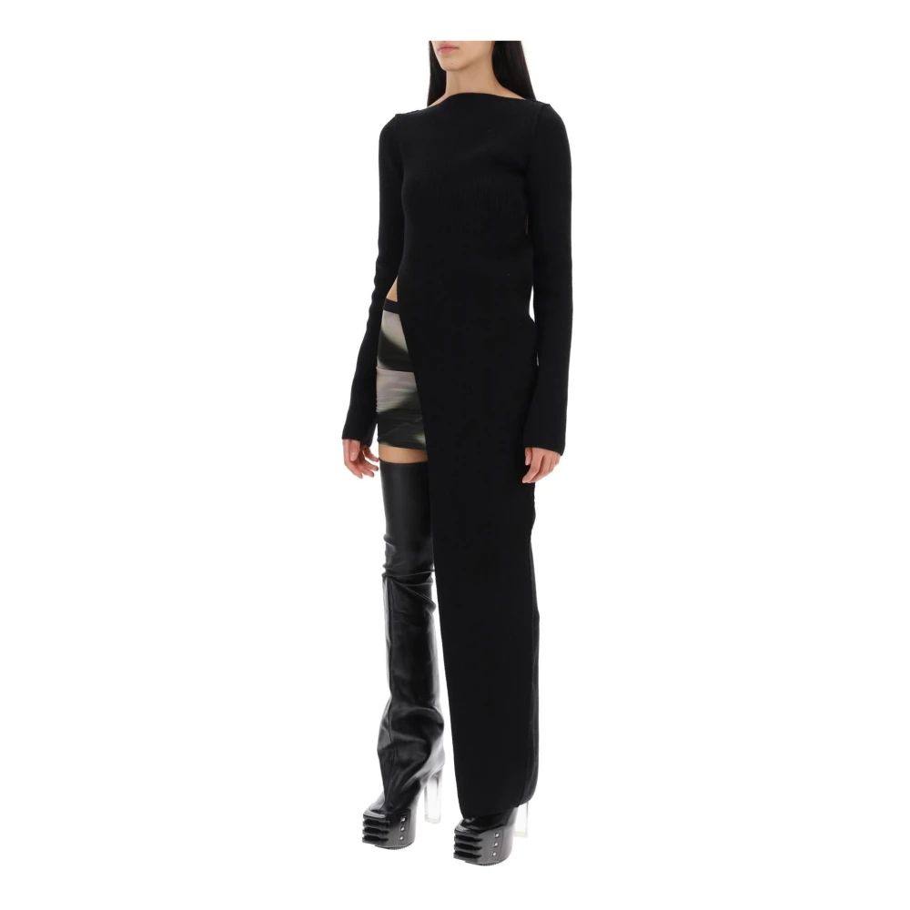 Rick Owens Cashmere Maxi Sweater met Asymmetrisch Design Black Dames