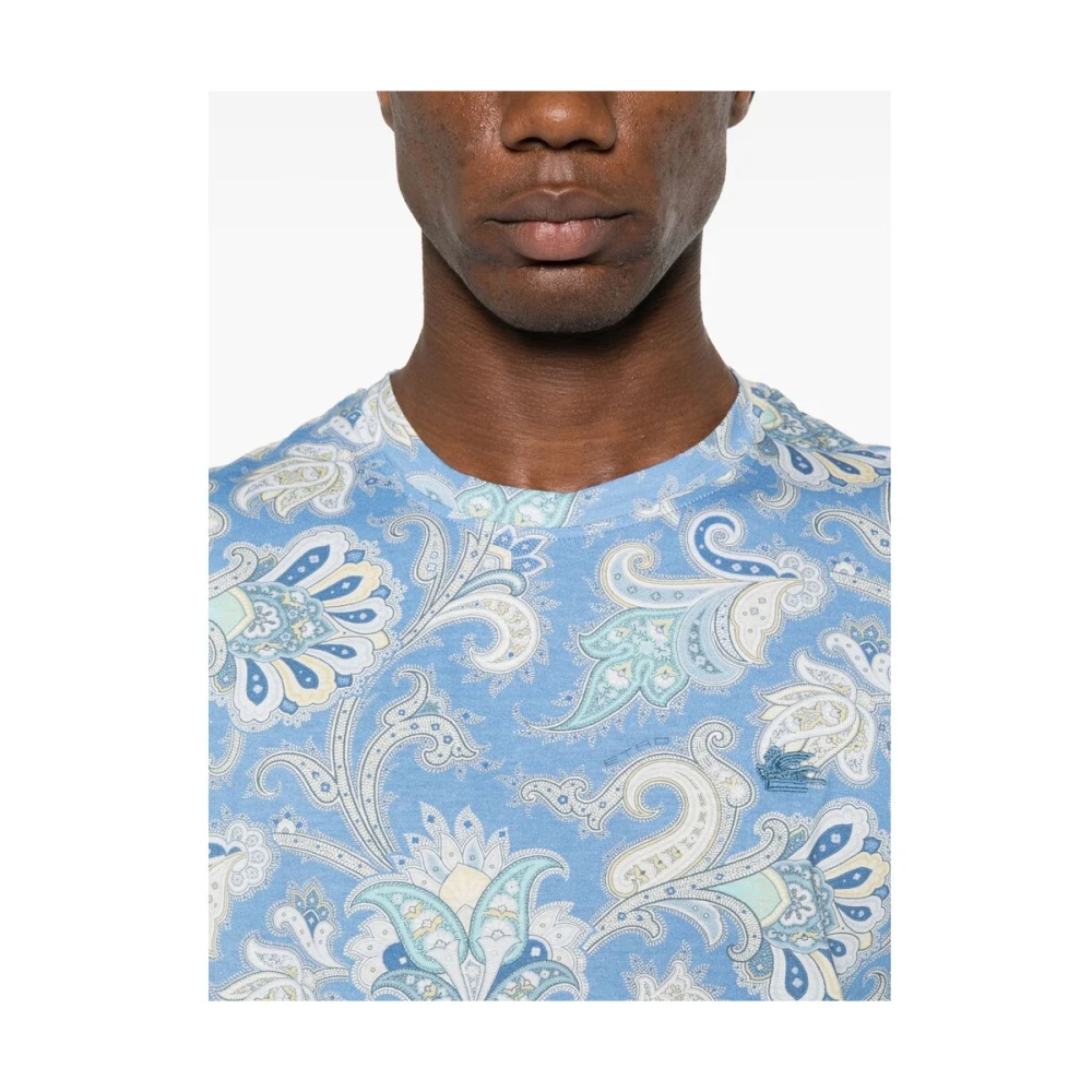 ETRO Hemelsblauw Crew Neck T-shirt Blue Heren