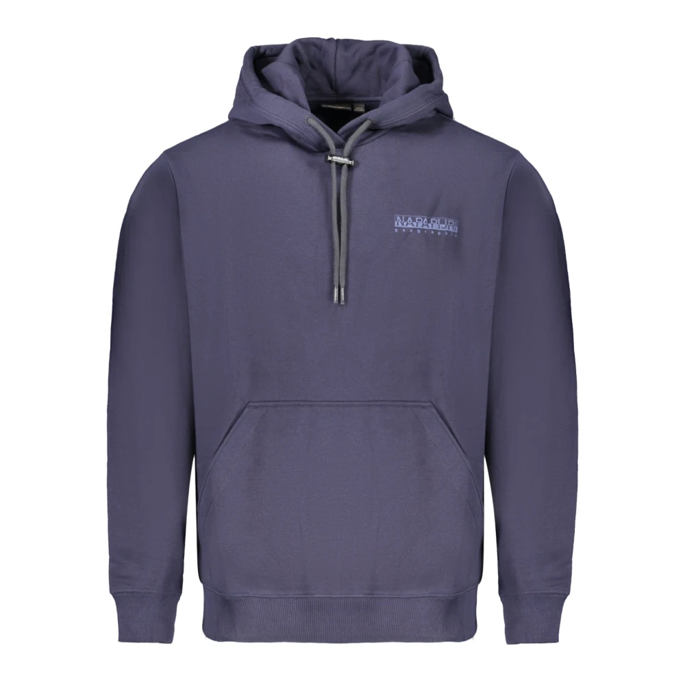 Napapijri Blauwe hoodie met centrale zak en logo Blue Heren