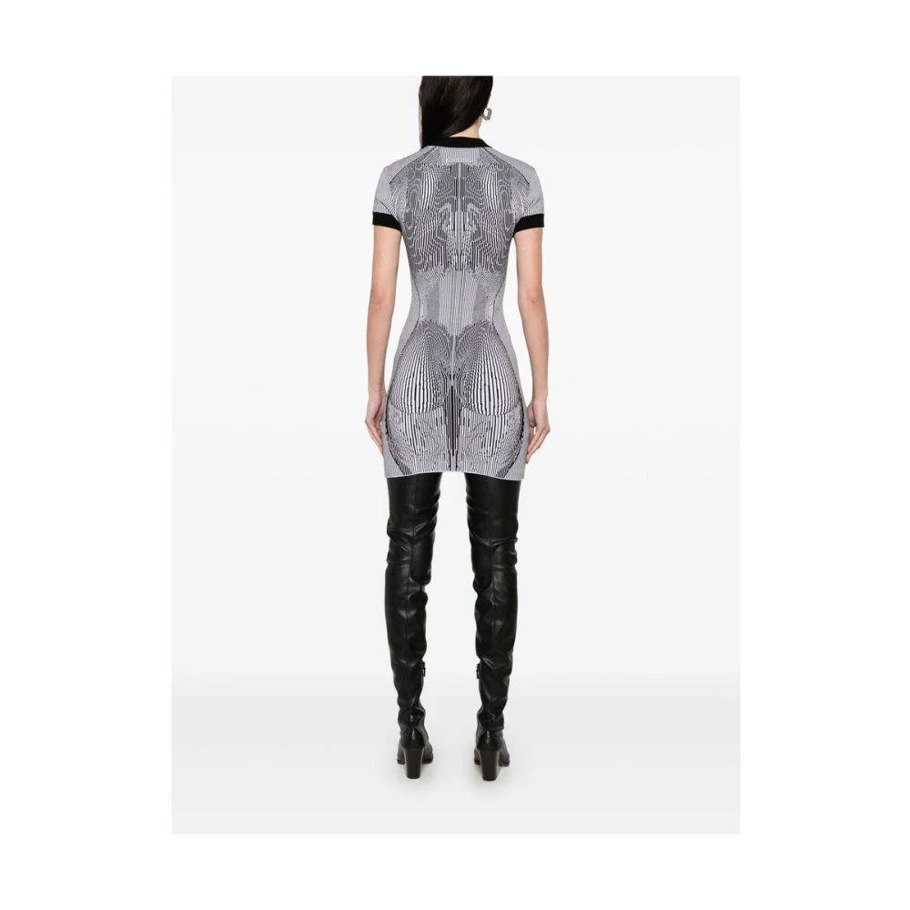 Jean Paul Gaultier Zwarte Jurk Korte Mouwen Ronde Hals Black Dames