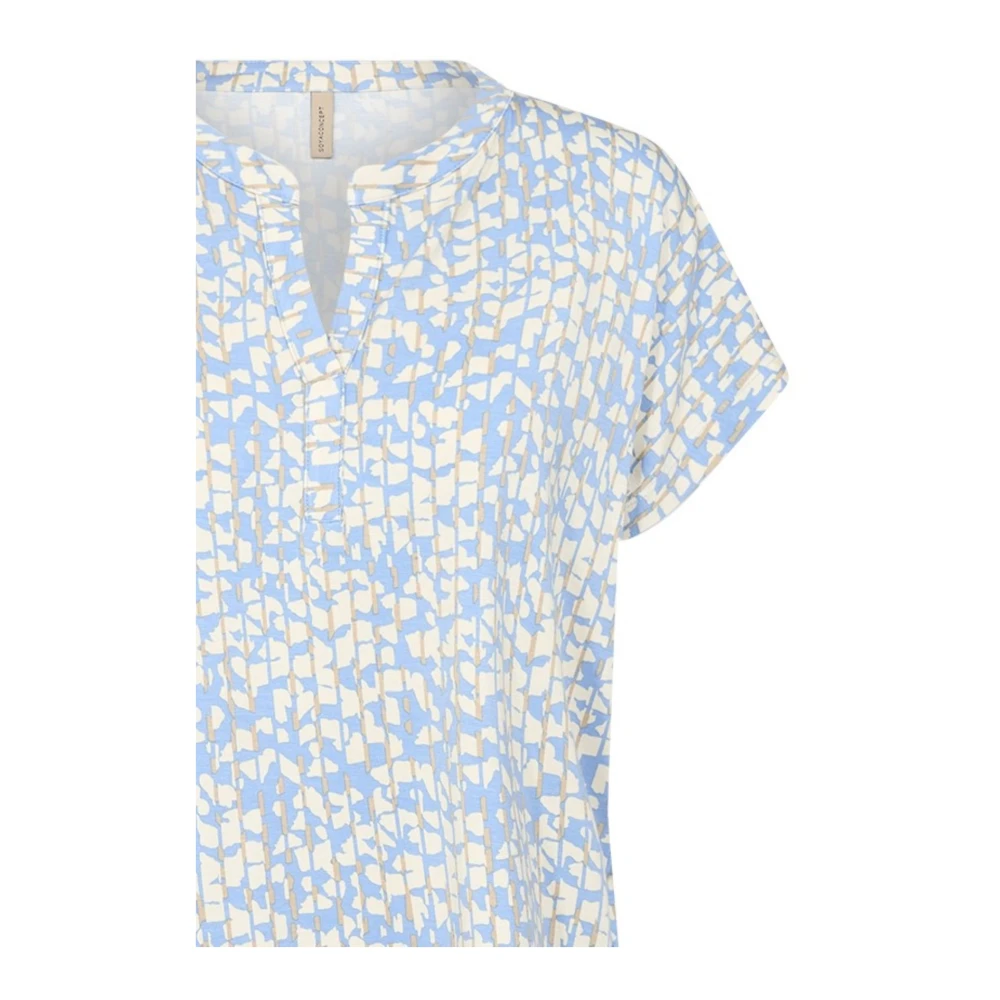 Soyaconcept Geometrische Print V-Hals Shirt Blauw Blue Dames
