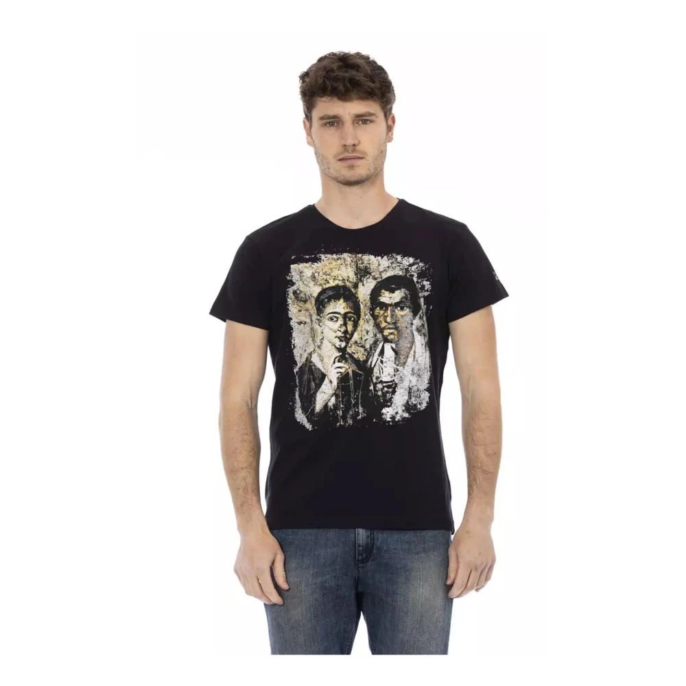 Trussardi Svart bomull T-shirt med främre tryck Black, Herr