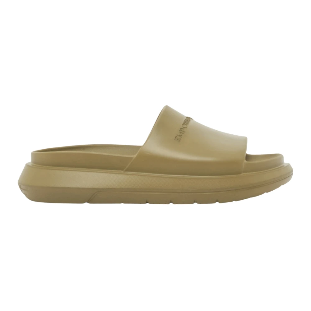 Emporio Armani Men's Green Sliders, 6 Uk, Monobloc Sandals With Logo