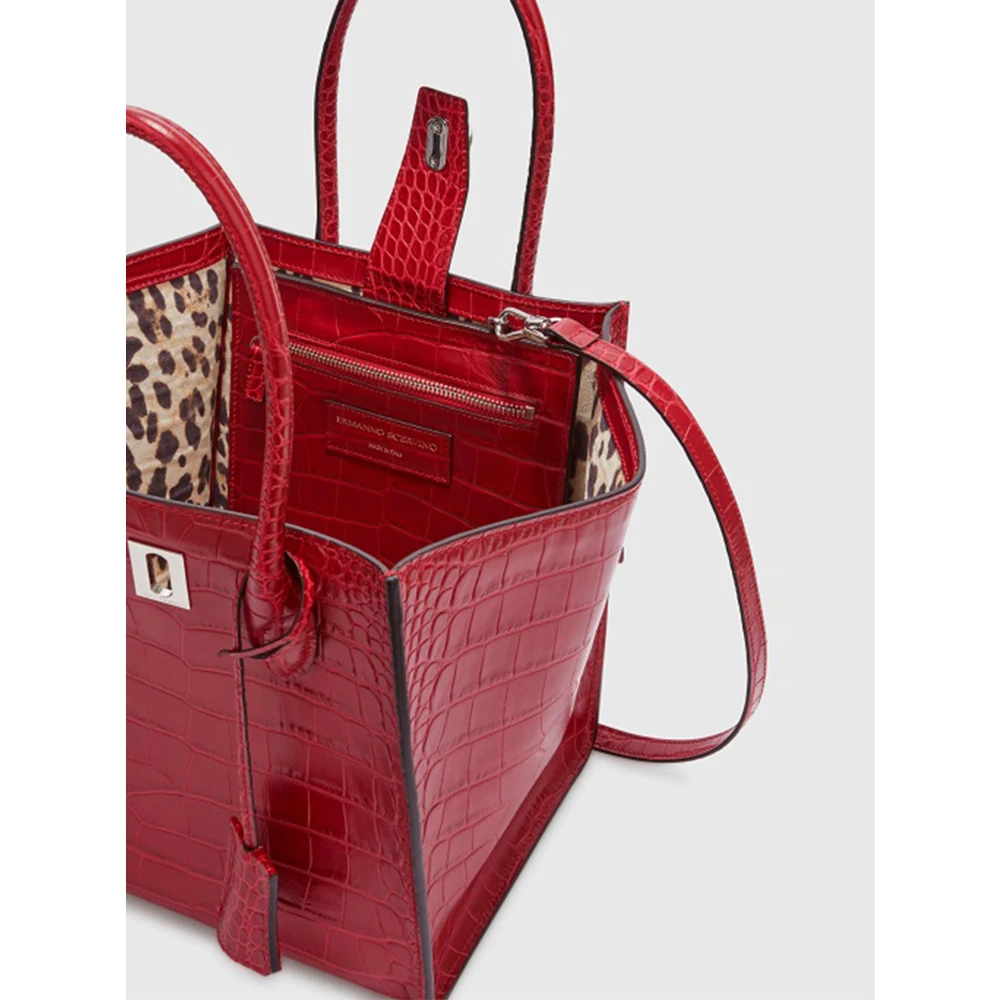 Ermanno Scervino Krokodillenprint Rode Tas met Slot Red Dames