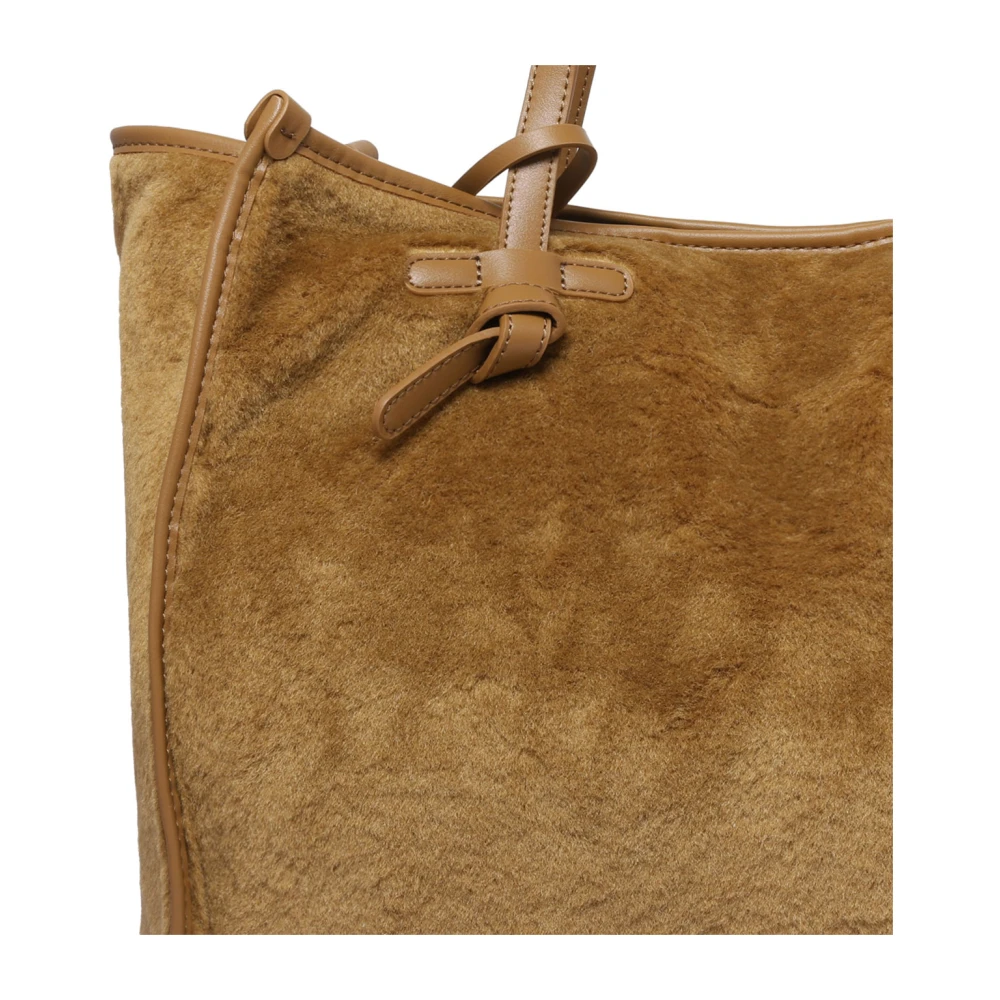 Gianni Chiarini Bruine Teddy Shoppingtas met Leren Handvatten Brown Dames