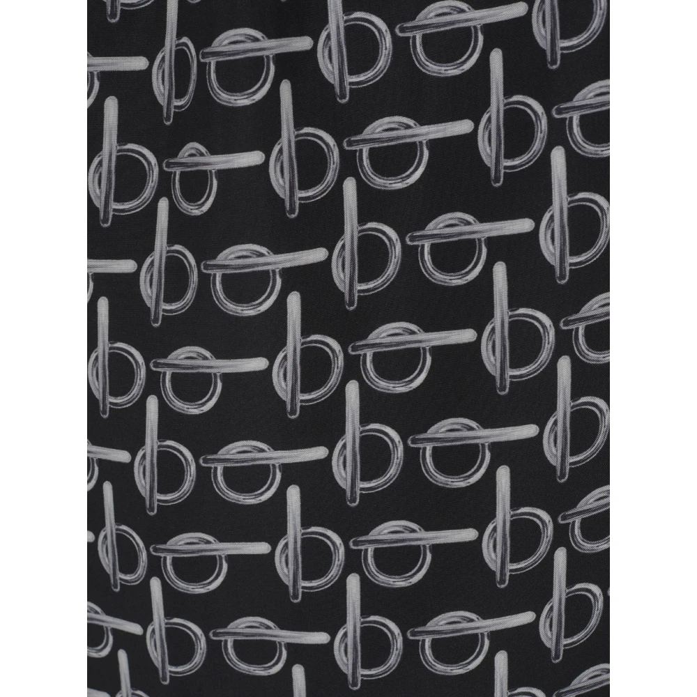 Burberry Zijden Logo Print Shorts Black Heren