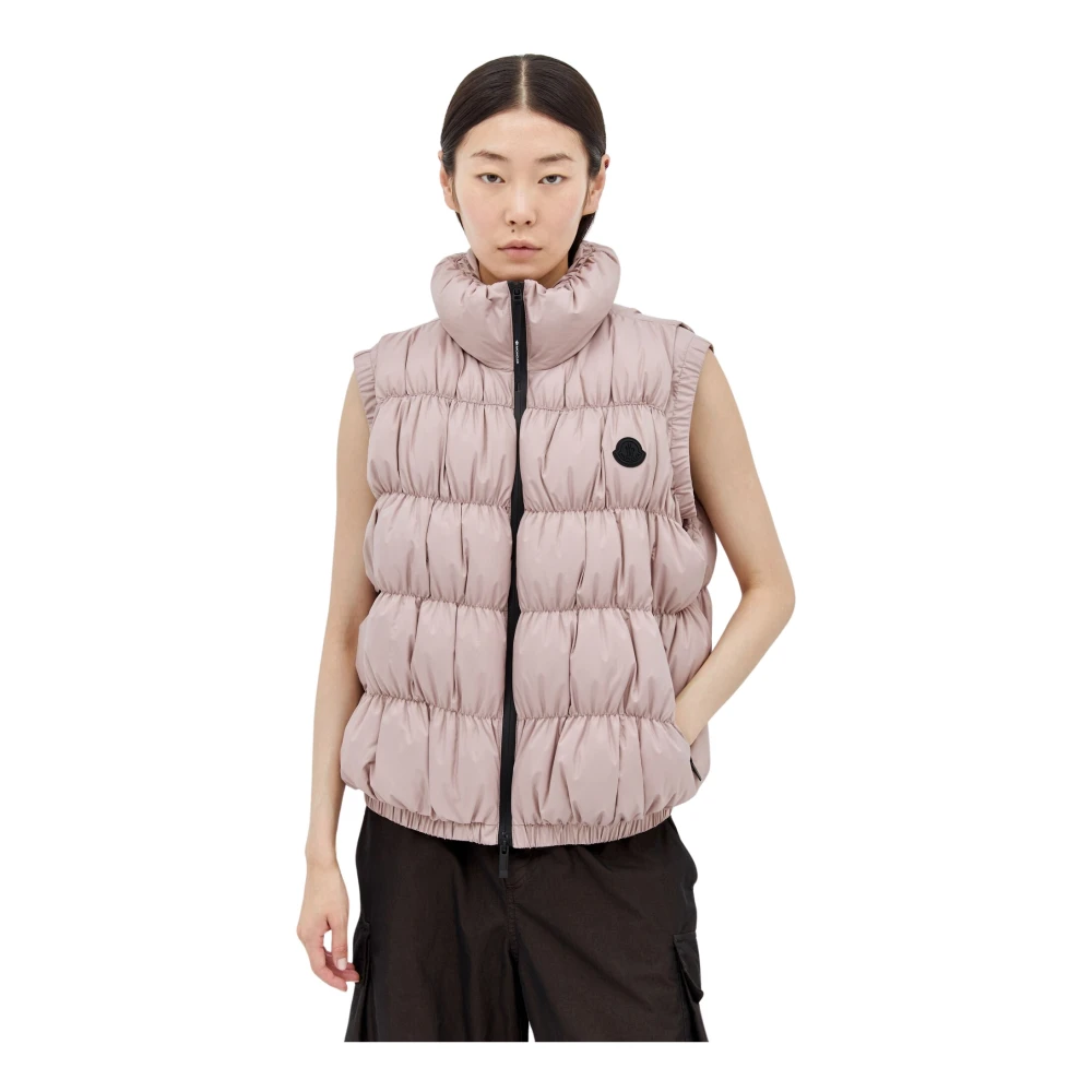 Moncler Gewatteerd vest met logopatch Pink Dames