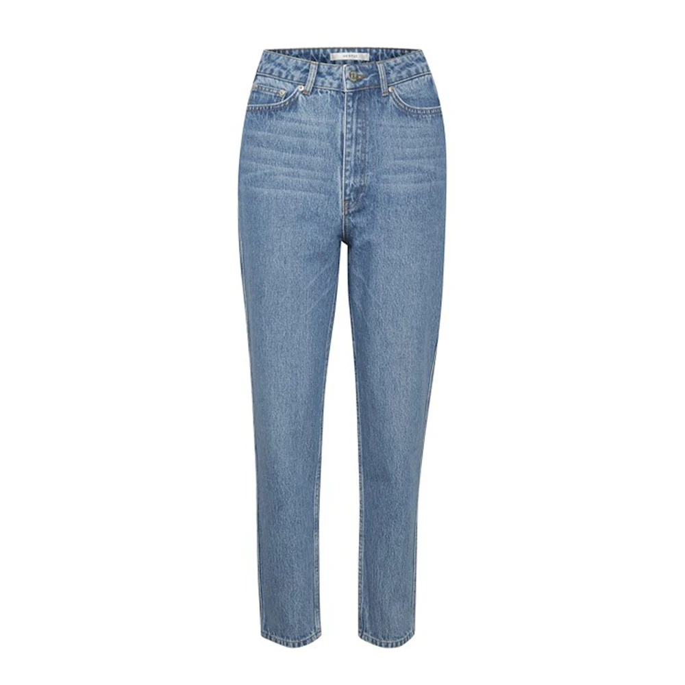 Gestuz Blue High-Waisted Mom Jeans In Washed - Female - Loose Fit Jeans - W29 - Jeans