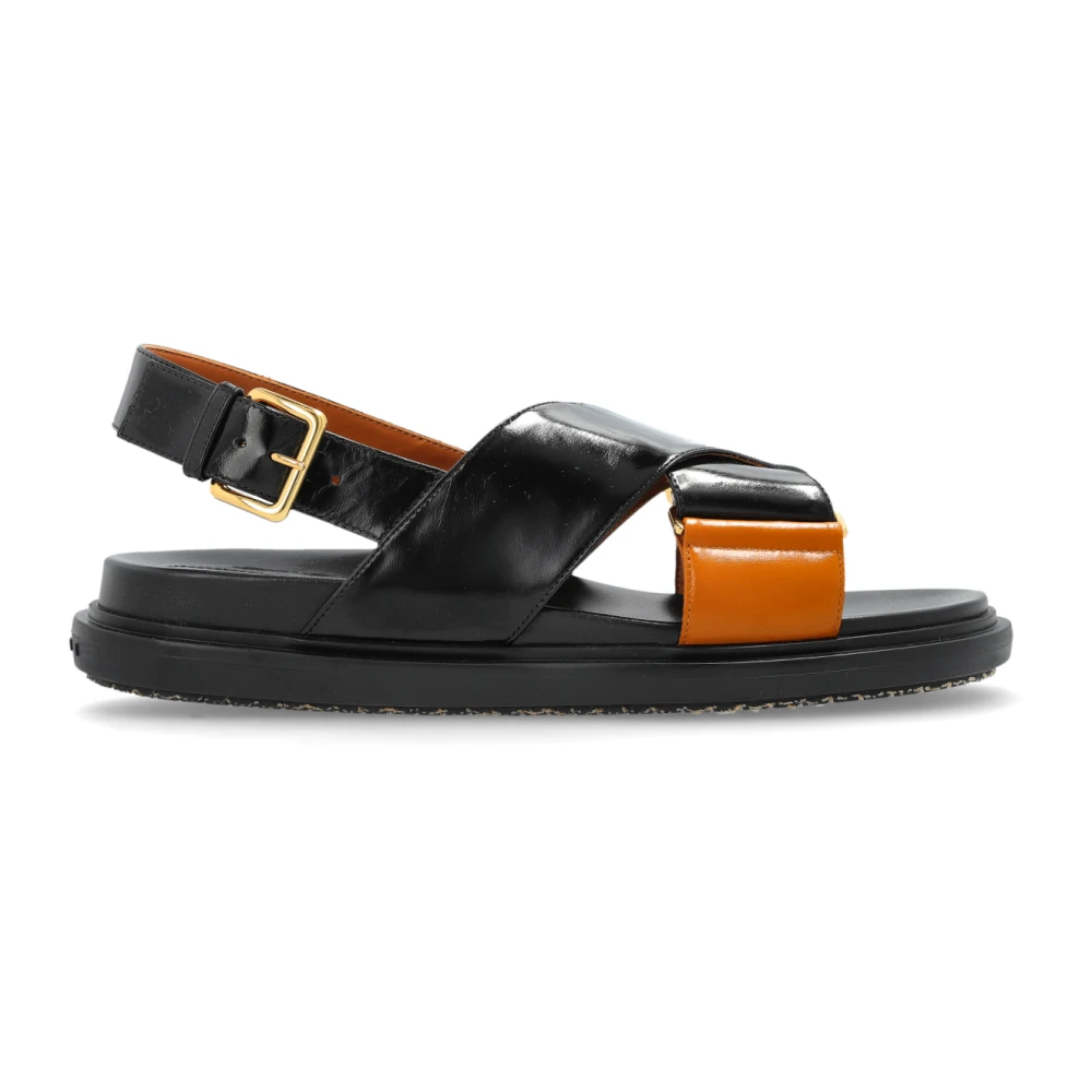 Marni Women's Black Flat Sandals, 6 Uk, Leather Sandals