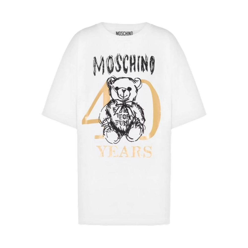 Moschino Witte Teddy Bear Print T-shirt White Dames