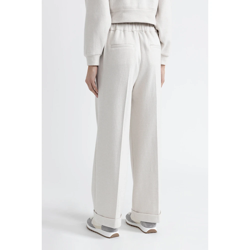 PESERICO Lurex fleece joggers White Dames
