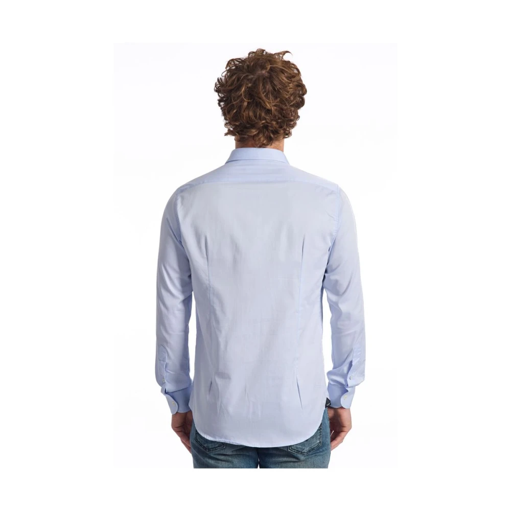 Baldinini Blauw Katoenen Overhemd Slim Fit Knoopsluiting Blue Heren