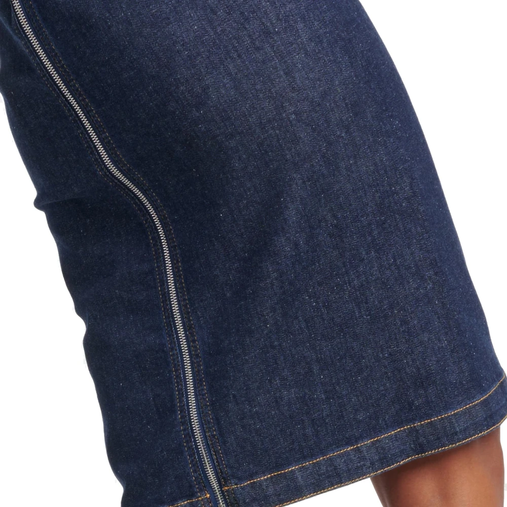 Alaïa Sculpt Denim Jurk met Strakke Taille Blue Dames
