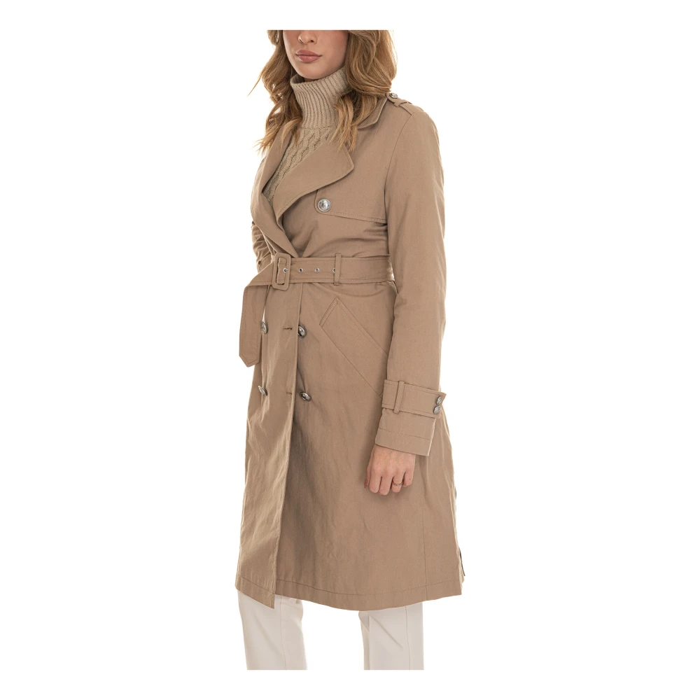Guess Double-breasted Jade Dust Coat met knopen Beige Dames