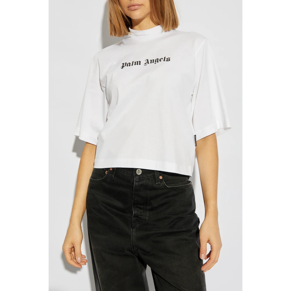 Palm Angels T-shirt met logo White Dames