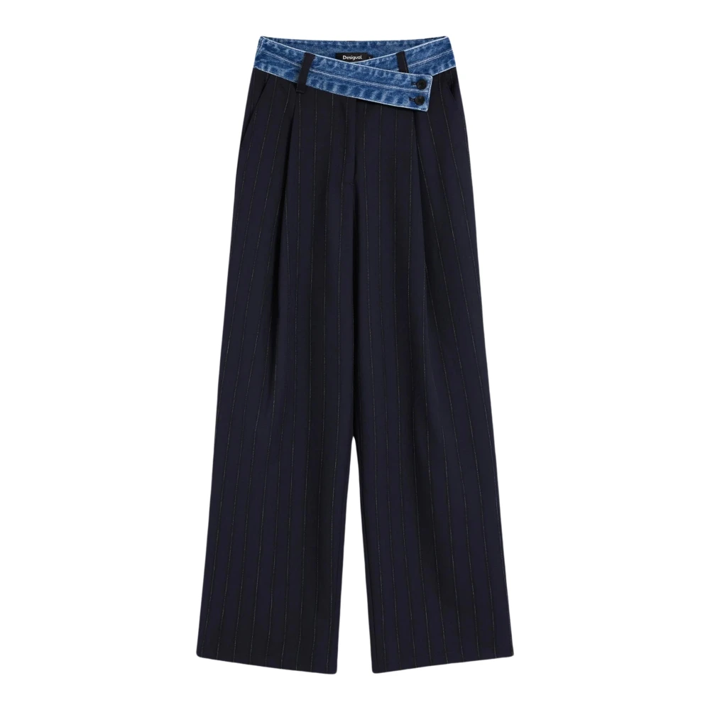 Desigual Pant Laila - Female - Wide Trousers - Blue - Xl - Trousers