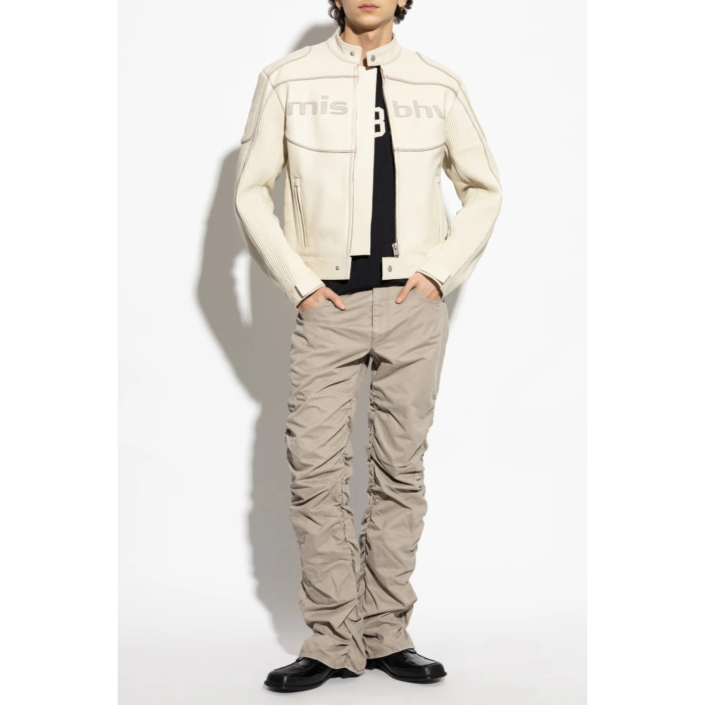 Misbhv Leren jas met logo Beige Heren