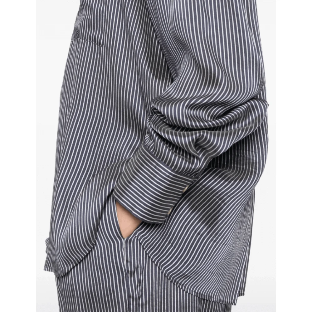 Khaite Navy Blue Button-Up Shirt Blue Dames