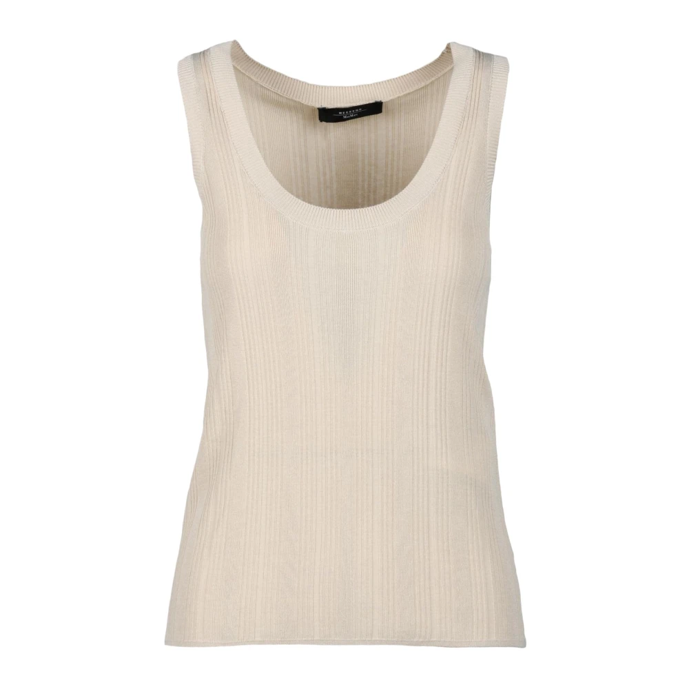 Max Mara Weekend Elegante Viscose Blend Gebreide Top Beige Dames