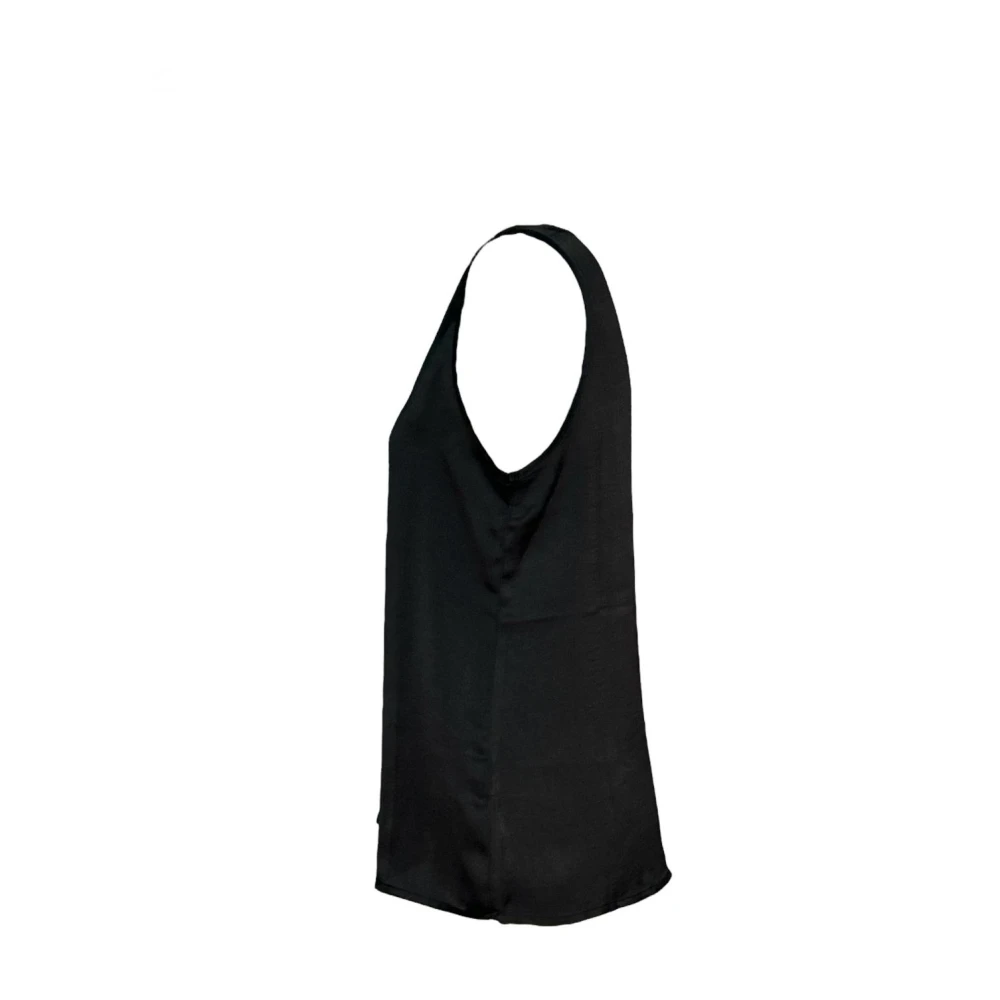 Molly Bracken Zwarte katoenen tanktop met gouden rand Black Dames
