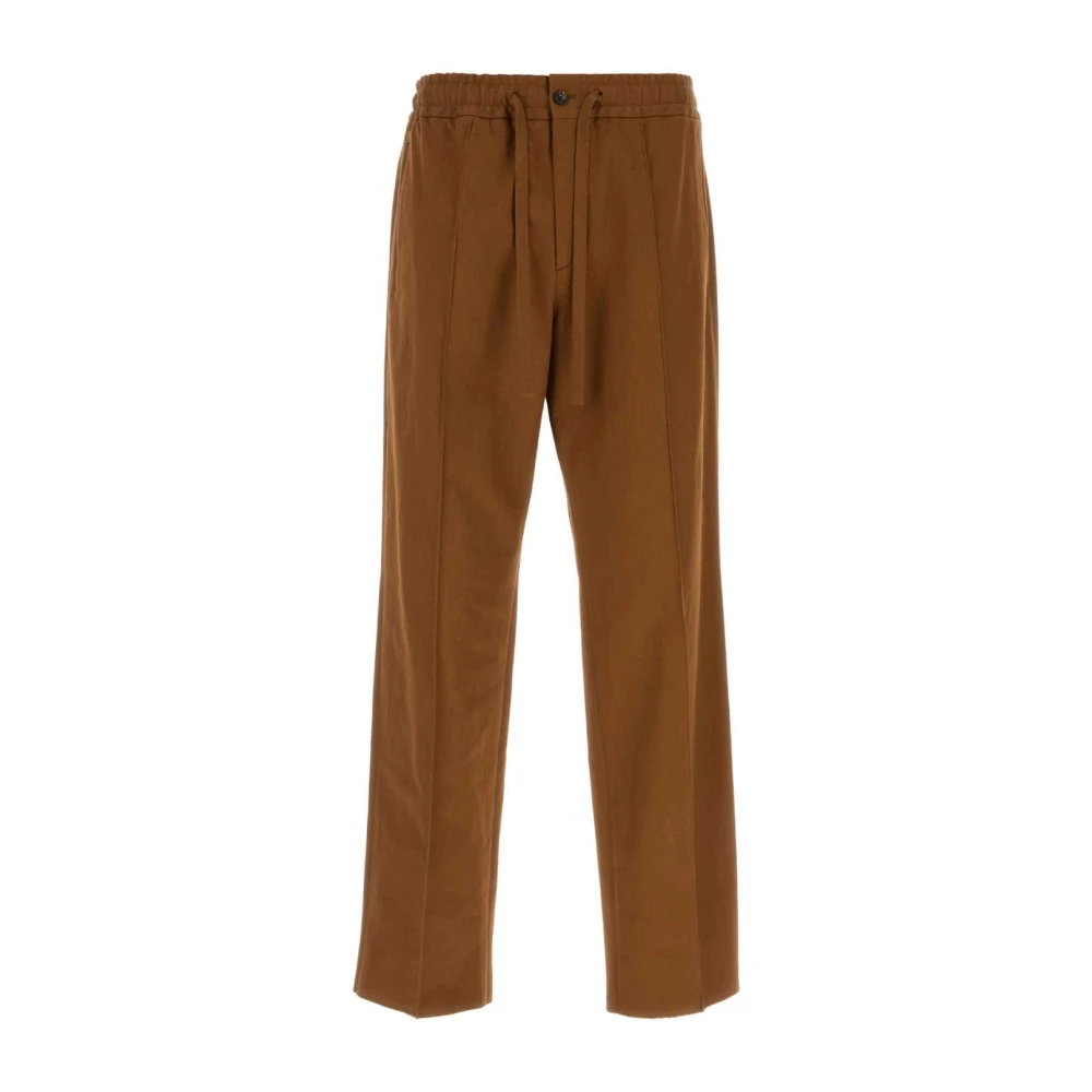 Valentino Garavani Brown Trousers In Cotton Gabardine - Male - Straight Trousers - Xl - Trousers