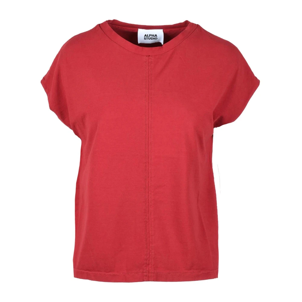 Alpha Studio Katoen Elastaan T-shirt Brown Dames