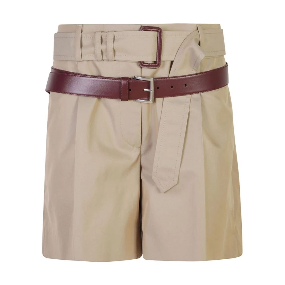 Prada Zand Bermuda Shorts Verhoog Zomergarderobe Beige Dames