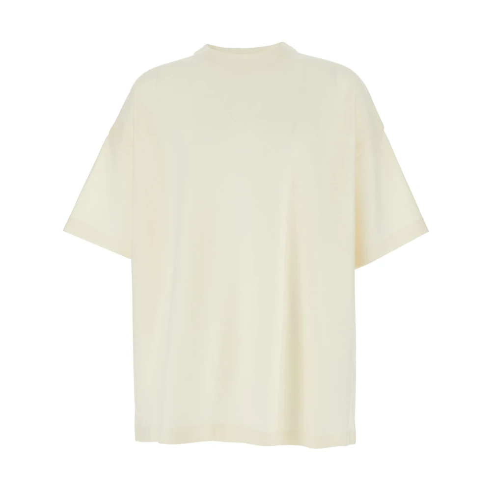 Beige Crew Neck T-skjorte med Mini Patch