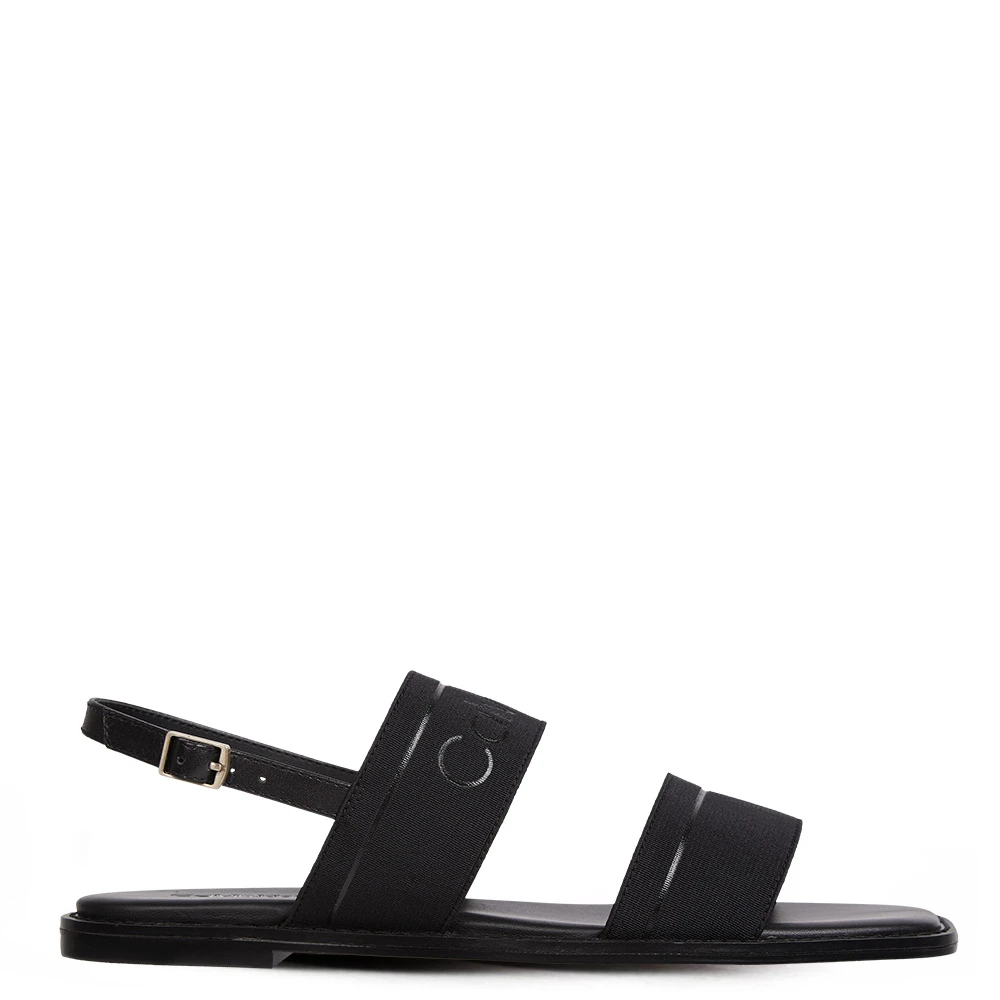 Calvin Klein Women's Black Leather Flat Sandals