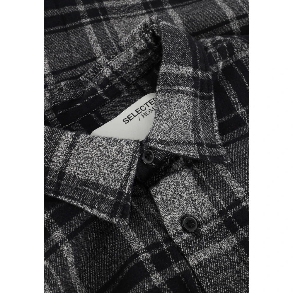 Selected Homme Flanellen Mix Shirt voor Moderne Mannen Black Heren