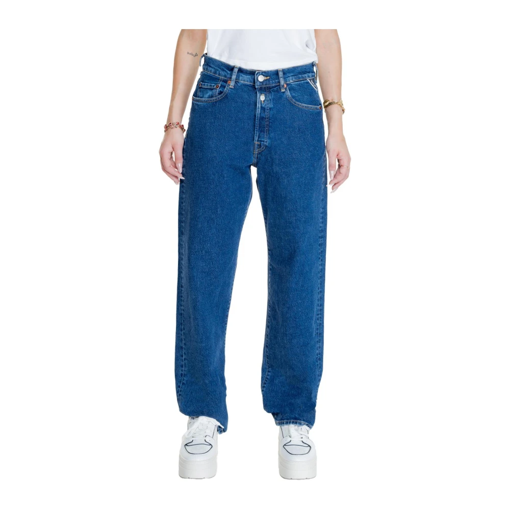 Replay Women's Blue High Waisted Relaxed Fit Jeans - Straight Fit Jeans - W29 L32- Jeans