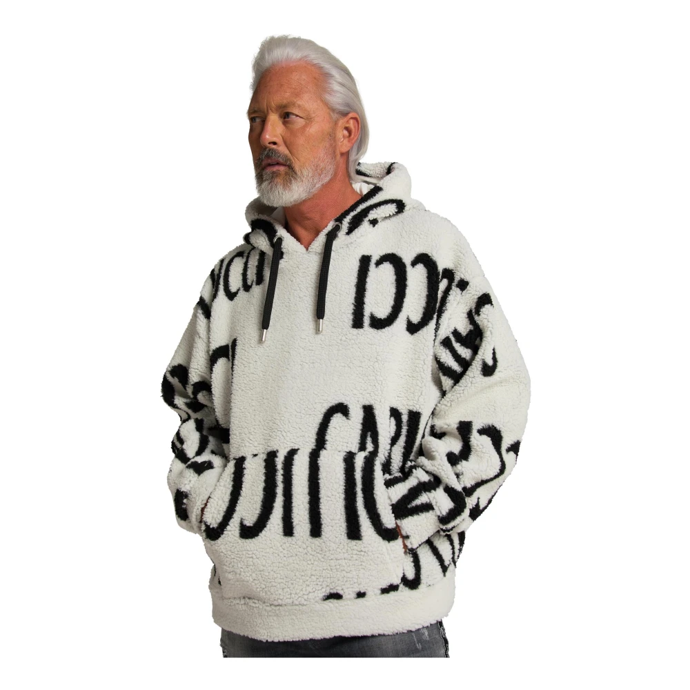carlo colucci Teddyfell Hoodie met Loose Fit White Heren