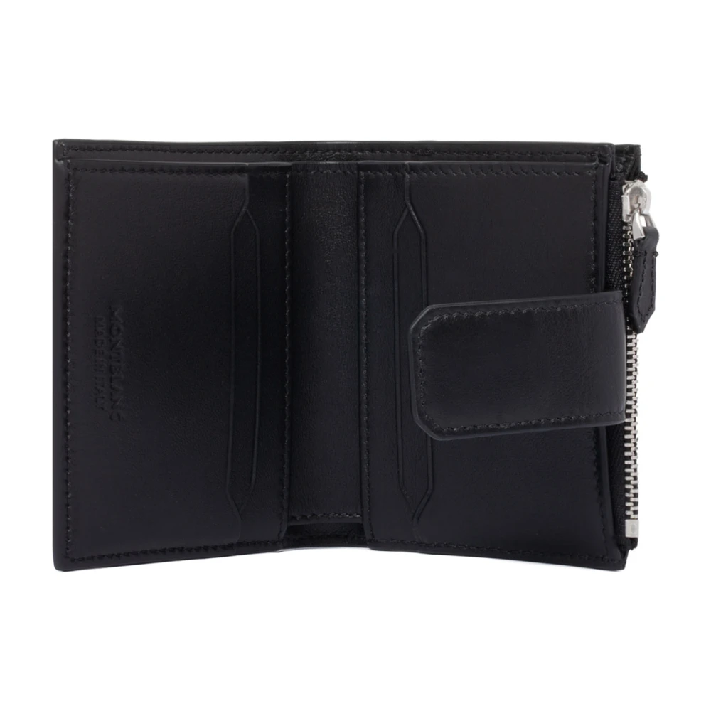 Montblanc Zwarte Mini Portemonnee Glad Leer Black Heren