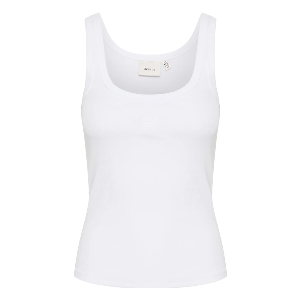 Gestuz Slim-fit Logo Top Bright White Dames