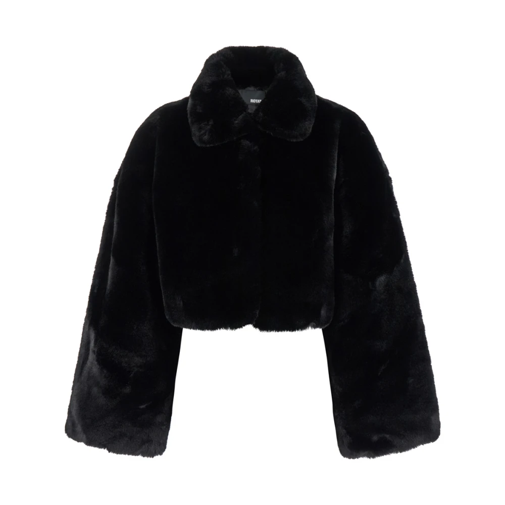 Rotate Birger Christensen Zwarte Faux Fur Crop Jas Black Dames