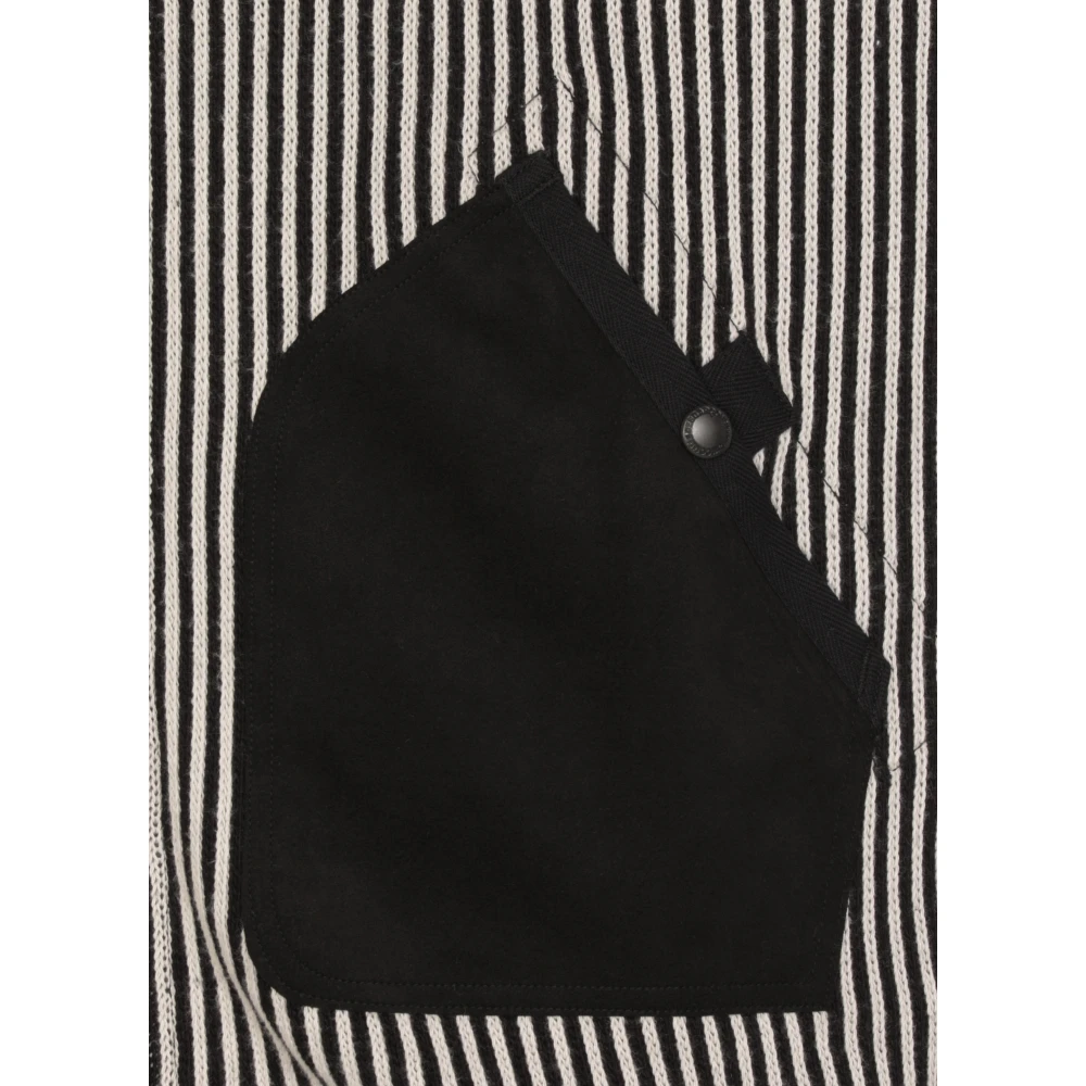 Junya Watanabe Zwarte Gestreepte Katoenen Hoodie Black Heren