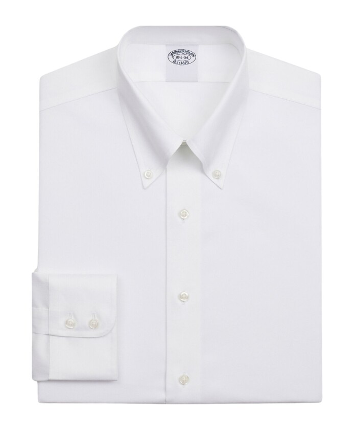 Camisa blanca de vestir de algodón Supima elástico, corte regular