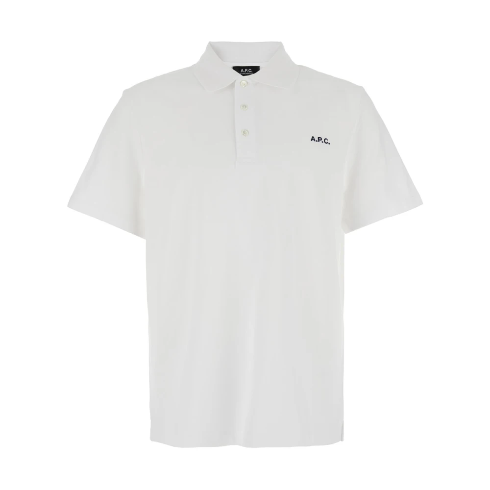 A.p.c. Men's White Polo Shirt With Logo Embroidery