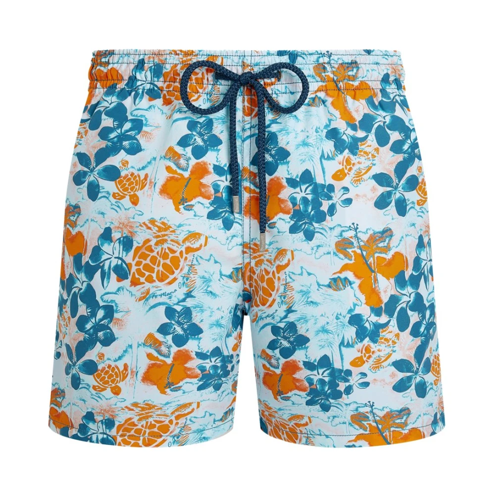 Vilebrequin , Beachwear, Male, Blue, S, Swim Shorts Jungle Turtles