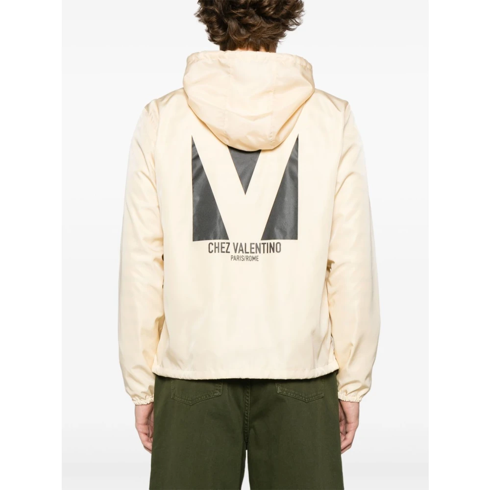 Valentino Witte Hoodie met Ritssluiting White Heren