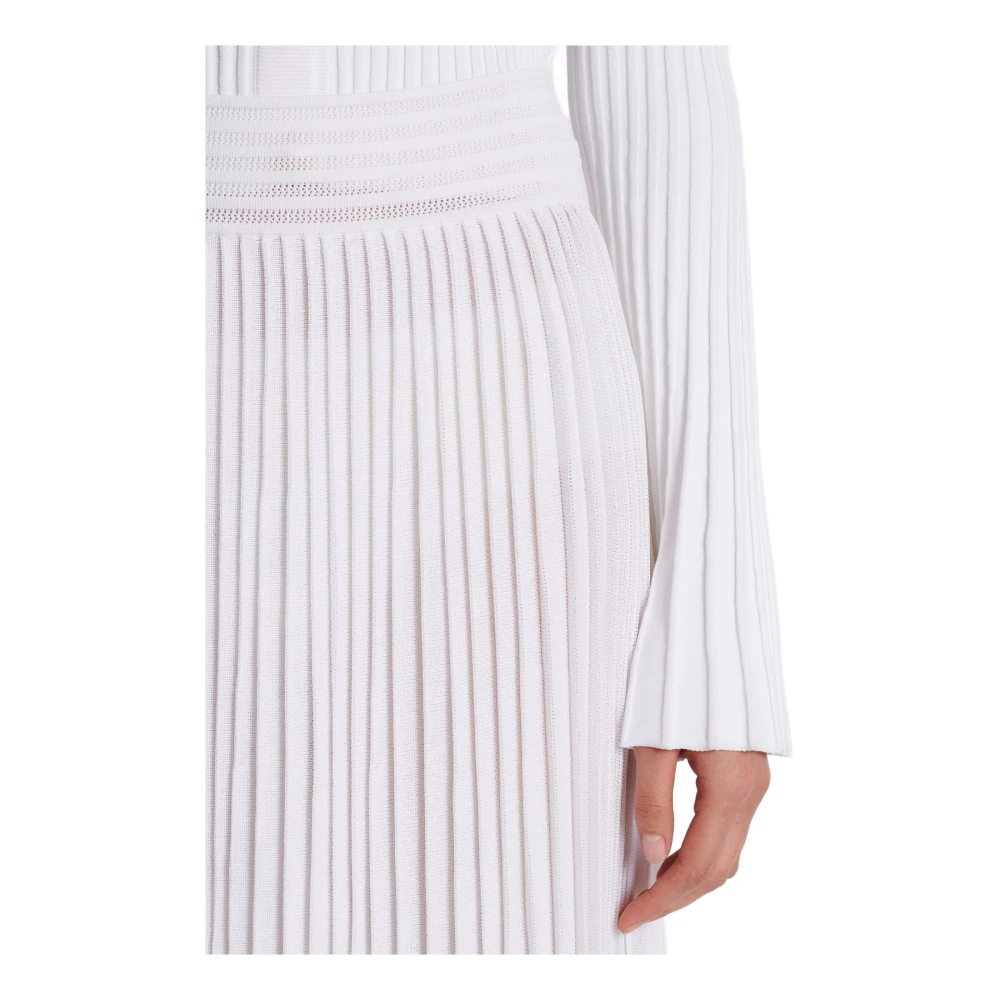 Balmain Lange gebreide rok met kanten detail White Dames
