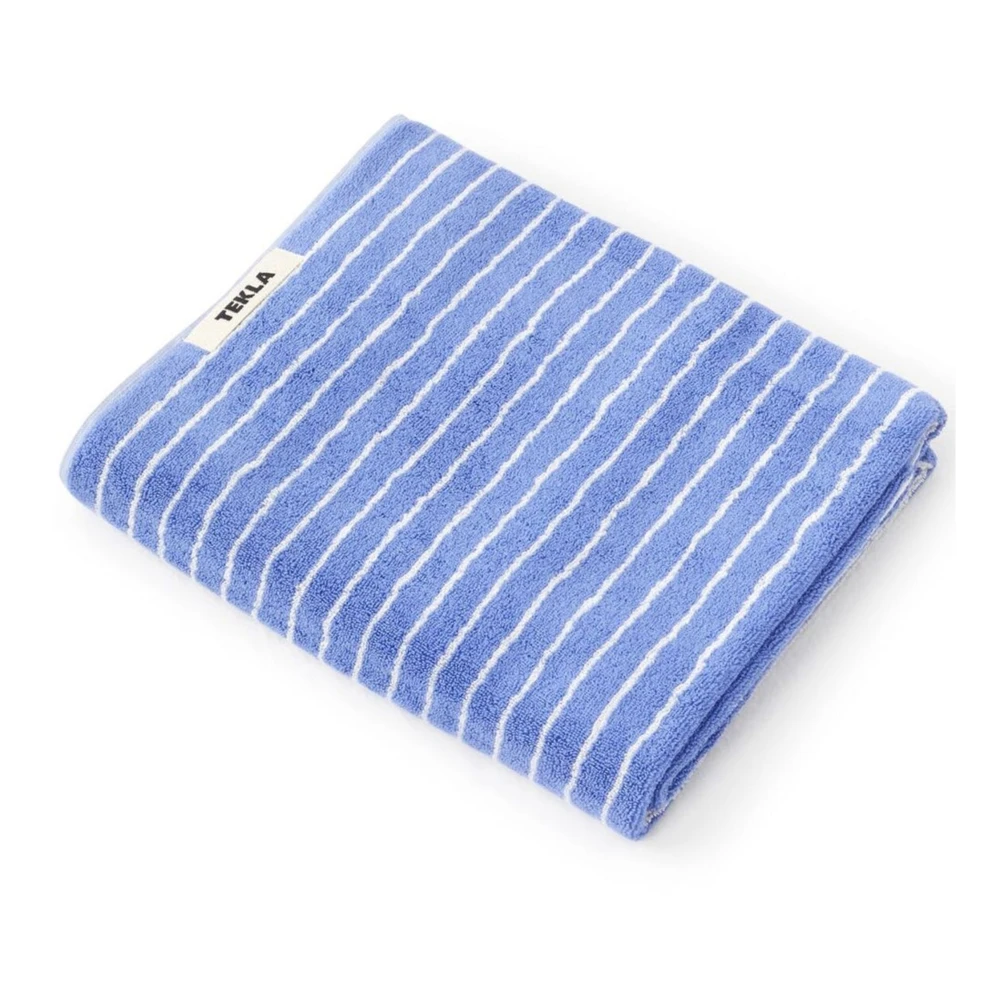 Tekla Badlaken met helderblauwe strepen Blue Unisex