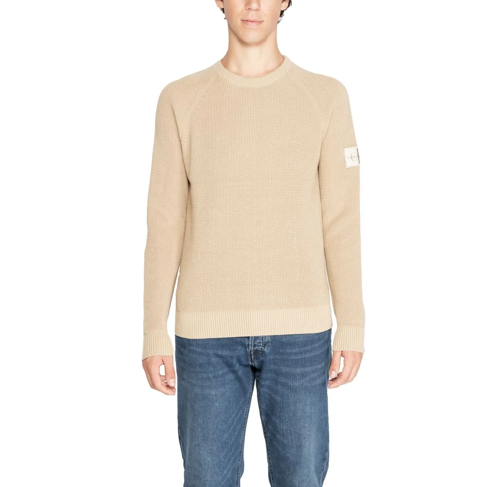 Calvin Klein Jeans Mannen Gebreide Kleding Herfst Winter Collectie Beige Trui Beige Heren